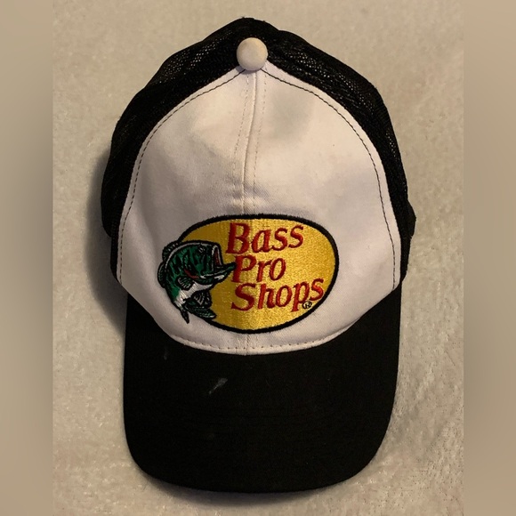 Dirty Black & White Bass Pro Shops hat - Picture 1 of 9